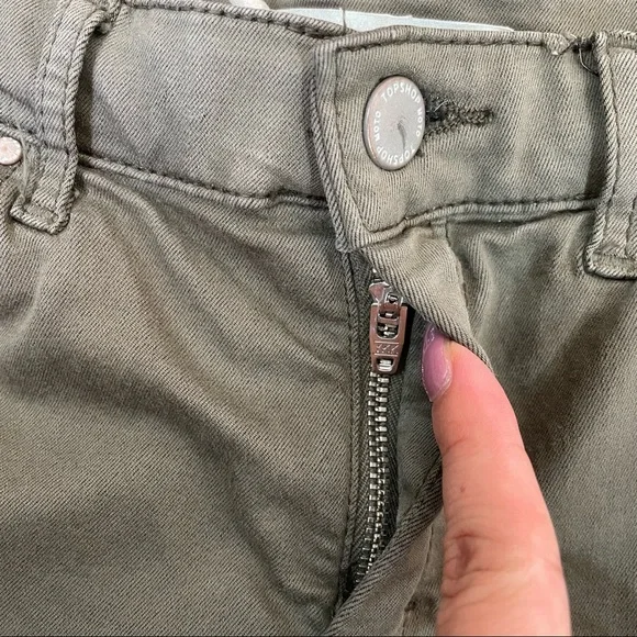 Topshop Moto Leigh Olive Green Skinny Pants - Picture 7 of 9